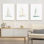 Nautical Minimalist Sailboat Canvas Art for Coastal Decor - Image 2