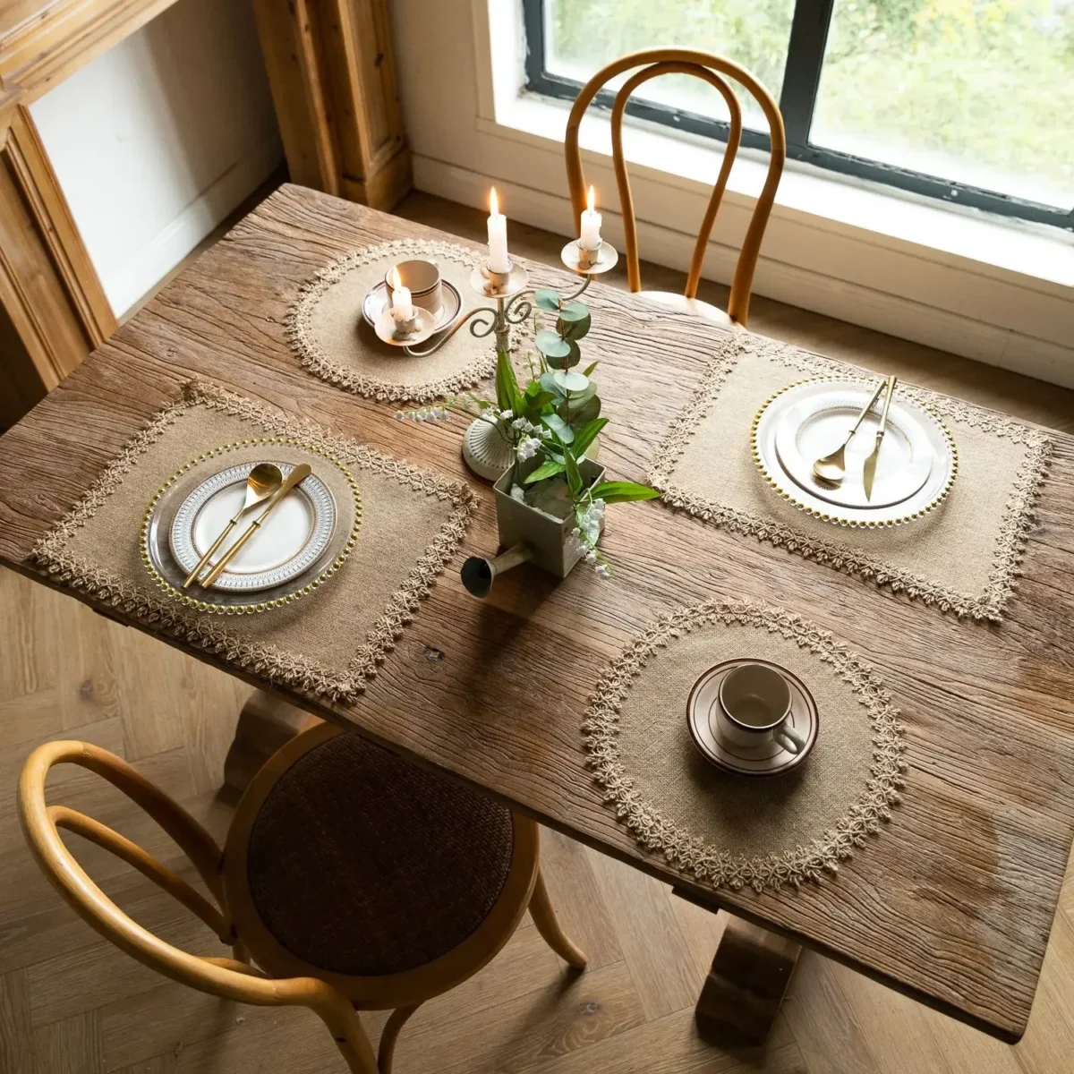 2 PCS Braided Placemats Heat Resistant Jute Table Mats Farmhouse Woven Fabric Natural Place Mats for Decorations Indoor Outdoor - Image 4