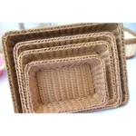 Hand-woven Imitation Rattan Wicker Basket Rectangular Storage Box Fruit Tea Snack Bread Basket Cosmetic House Kitchen Supplies - Image 2