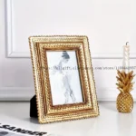 European Gold Lace Resin Photo Frame 4x6 Inch Dual Display Horizontal/Vertical Ornate Home Decor with Decorative Border - Image 4