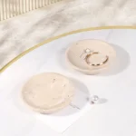 D15x2.5cm Natural Travertine Ring Dish Jewelry Tray Marble Trinket Dish Small Bowl Vintage - Image 3
