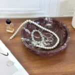 Large Decorative Marble Bowl, 7.87 Inches,Natural Purple Stone Round Bowl Home Decor, Fruit Nuts Jewelry Tray Soap Serving Bowl