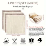 Minimalist 4-Piece Cotton Tea Towel Set for Stylish Kitchens - Image 2