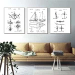 Nautical Blueprint Canvas: Unique Sailboat Wall Art Decor - Image 4