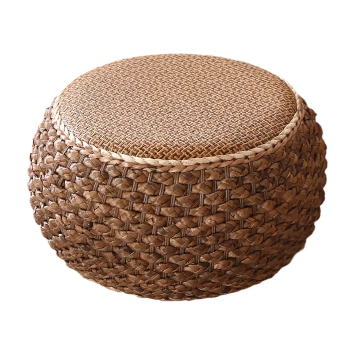 Rattan Pouf Ottoman Round Footrest Lightweight Comfortable Foot Stool for - Image 2