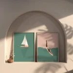 Serene Nordic Pool Scene Canvas Art for Relaxing Spaces - Image 2