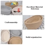 Nordic Woven Cotton Rope Storage Baskets Organize Boxs Sundries Key Cosmetics Storage Baskets Desktop Sundries Organize Basket - Image 5