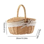 Wicker Picnic Basket with Handle High-End Camping Picnic Hamper Kitchen Willow Storage Basket Fruit Vegetable Container Basket - Image 6