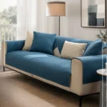 Luxurious Dark Blue Linen Sofa Cover - Non-Slip & Durable Protection