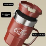 WORTHBUY 400/480ML 304 Stainless Steel Coffee Cup With Lid&Handle Double Layer Coffee Mug Drinkware Reusable Insulated Water Cup - Image 3