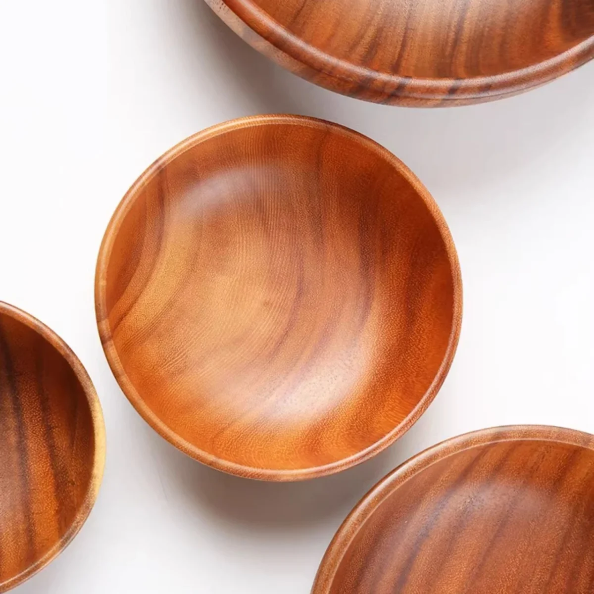 Acacia Wooden Fruit Salad Bowl, Japanese Style Rice Bowl, Single Wooden Ramadan Tableware, Utensils for Kitchen, Wood Soup Bowls - Image 3