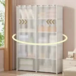 Open Closets Dustproof Wardrobe Storage Cabinet with Large Capacity Curtains Simple Assembly Clothes Organizer Bedroom Furniture - Image 4