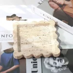 Square Scallop Tray Travertine Beige Yellow Purple VOLAKAS Jazz White Marble Stone jewelry Trinkets Catchall Dish - Image 6