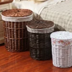Dirty Hamper Rattan Storage Basket Dirty Clothes Household Clothes Storage Basket with Lid Hot Pot Shop Clothes Storage Basket