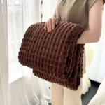 Cozy Faux Rabbit Fur Throw Blanket - Plush Plaid for Comfort