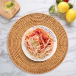 Handwoven Rattan Placemats,Round Wicker Table Mats, Natural Woven Placemats For Dinner Table,Heat Resistant Mats - Image 3