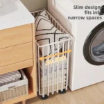 Mobile Laundry Hamper with Wheels Batoom Dir Clothes Basket Iron Material Japanese Sle Home Storage Organizer - Image 2