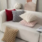 1pcs Pineapple Grid Turtle Pattern 3D Soft Plush Throw Pillowcase,Cream White For Living Room Sofa Bedroom Home Room Decor - Image 3