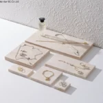 Wabi-sabi natural yellow cave stone storage tray European vintage marble tray Natural cave stone jewelry display plate tea tray - Image 2