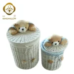 Rattan Laundry Organizer - Toy Storage Box, Large Household Basket with Lid, Multifunctional Dirty Clothes Hamper Woven Storage - Image 5