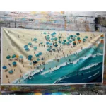 Mintura,Handmade Knife Beach Crowd Oil Paintings on Canvas Living Room Home Decor Large Seaside Scenery Poster Wall Art Pictures - Image 2