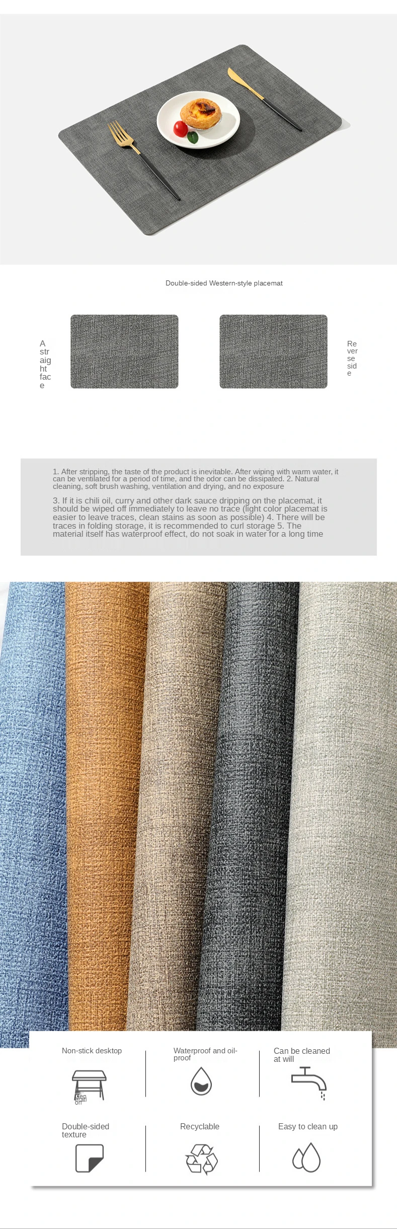 Placemats Dual Sided,Faux Leather Place Meal Mats Indoor Placemats for Dining Table Outdoor Square Non-Slip Washable Table Mats 5 kf Saa6b9ed5f0cc472d8f9cd2798260f052J