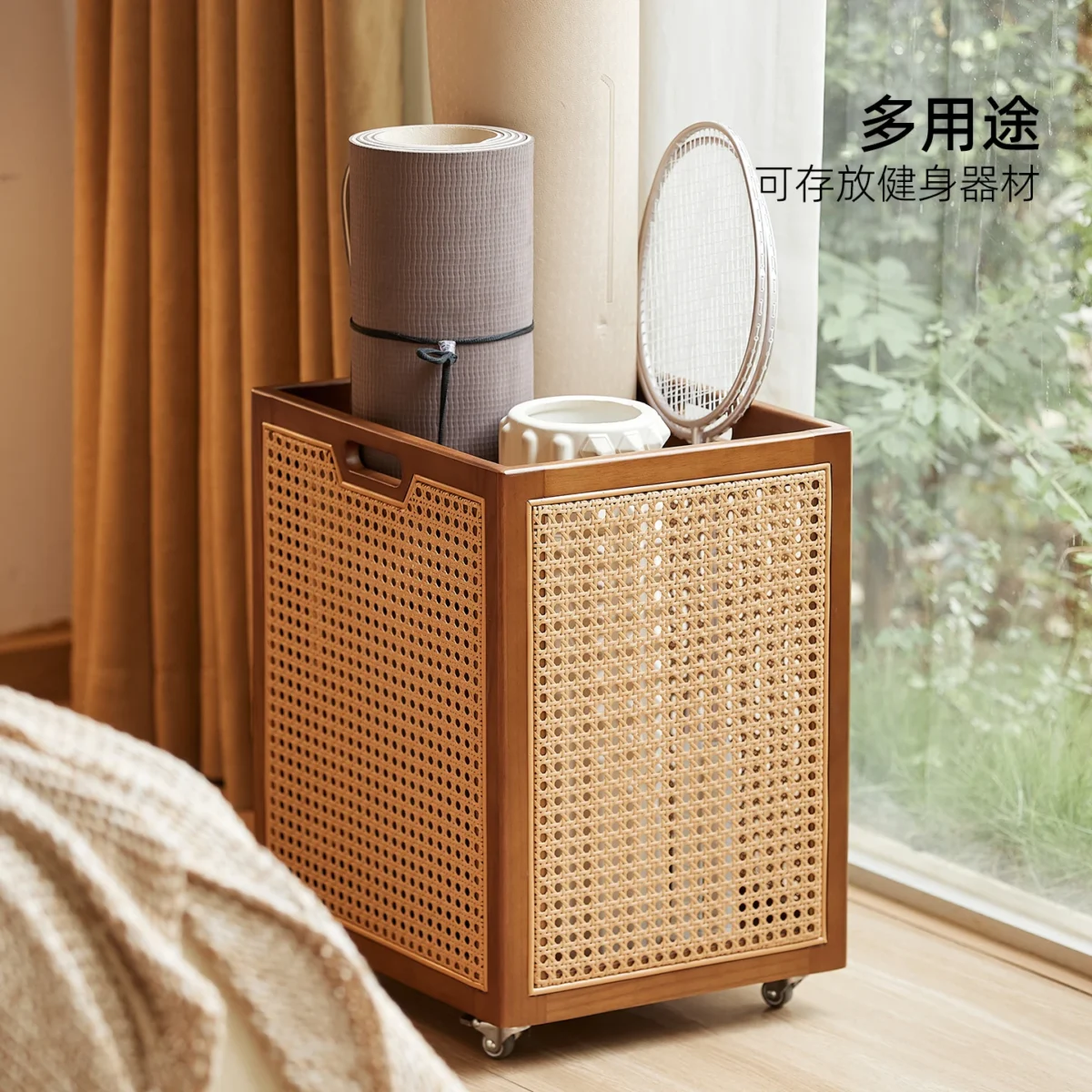 Rattan dirty clothes basket Household storage basket with lid Bathroom dirty clothes basket Large capacity clothes storage baske - Image 2