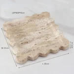 Square Scallop Tray Travertine Beige Yellow Purple VOLAKAS Jazz White Marble Stone jewelry Trinkets Catchall Dish - Image 4