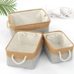 Linen and Cotton Foldable Storage Basket for Sorting and Organizing Miscellaneous Items Storage Baskets Woven Basket - Image 6