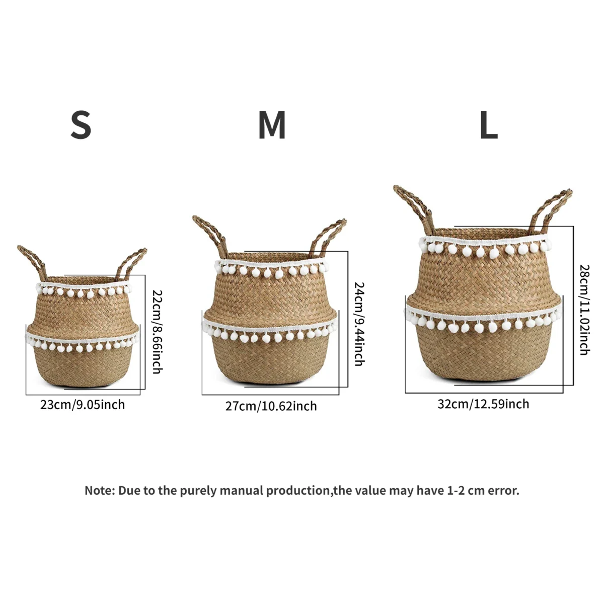 Handmade Seagrass Storage Basket Foldable Laundry Straw Wicker Rattan Seagrass Belly Garden Flower Pot home decor Planter Basket - Image 6