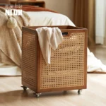 Rattan dirty clothes basket Household storage basket with lid Bathroom dirty clothes basket Large capacity clothes storage baske - Image 5