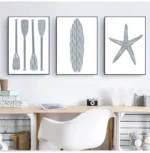 Coastal Serenity: Blue Watercolor Surfboard Art Print - Image 4