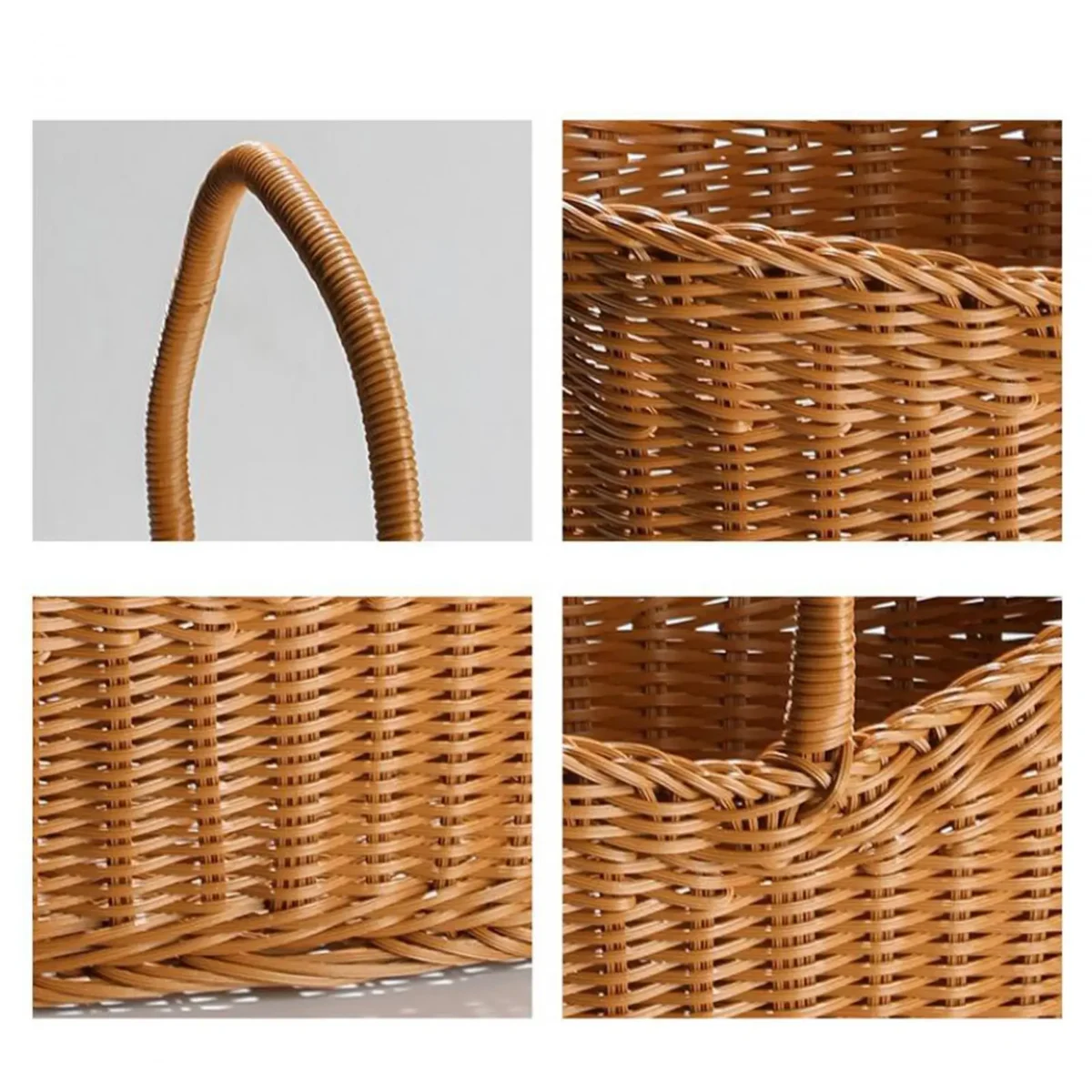 Picnic Baskets With Handles Fruit Sundries Organizer Carry Handle Handmade With Handle Storage Basket Box Fruit Sundries Holder - Image 4