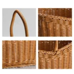 Picnic Baskets with Handles Fruit Sundries Organizer Carry Handle Handmade with Handle Storage Basket Box Fruit Sundries Holder - Image 4
