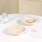 D15x2.5cm Natural Travertine Ring Dish Jewelry Tray Marble Trinket Dish Small Bowl Vintage - Image 2