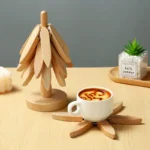 Eco-Friendly Bamboo Tree Trivets - 4 PCS Heat-Resistant Set - Image 2