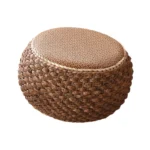 Rattan Pouf Ottoman Round Footrest Lightweight Comfortable Foot Stool for