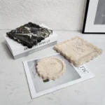 Natural Marble Travertine Tray Square Scalloped Edge Natural Stone Jewelry Organizer Home Decor Storage for Key Rings Essentials - Image 2