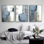 Serene Blue Navy Grey Canvas Art for Modern Home Decor