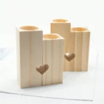 Heart-Shaped Tealight Candle Holder: Wood Elegance for Cozy Decor - Image 2