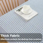 Chic Cotton Linen Stripe Tablecloth with Tassels for Dining Elegance - Image 3