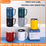 16oz Thermal Mug Coffee Cup with Lid Stainless Steel Insulated Mug Drinkware Double Wall Coffee Tumbler Handle Heat-resistant - Image 6