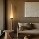 2025 Floor Lamp Wooden Black Wood Standing Light for Living Room Bedside Decoration Fabric Lampshade Standard Mood Light - Image 6