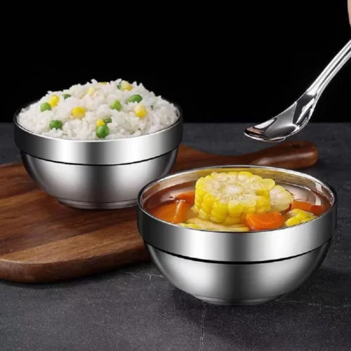 Creative Gold Bowl Stainless Steel Double Layer Anti-Scalding Noodles Soup Bowls Thick Insulated Bowl For Children Tableware