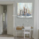 Arthyx Handpainted New York City Oil Painting On Canvas Modern Abstract Posters,Wall Art Picture For Living Room Home Decoration - Image 3