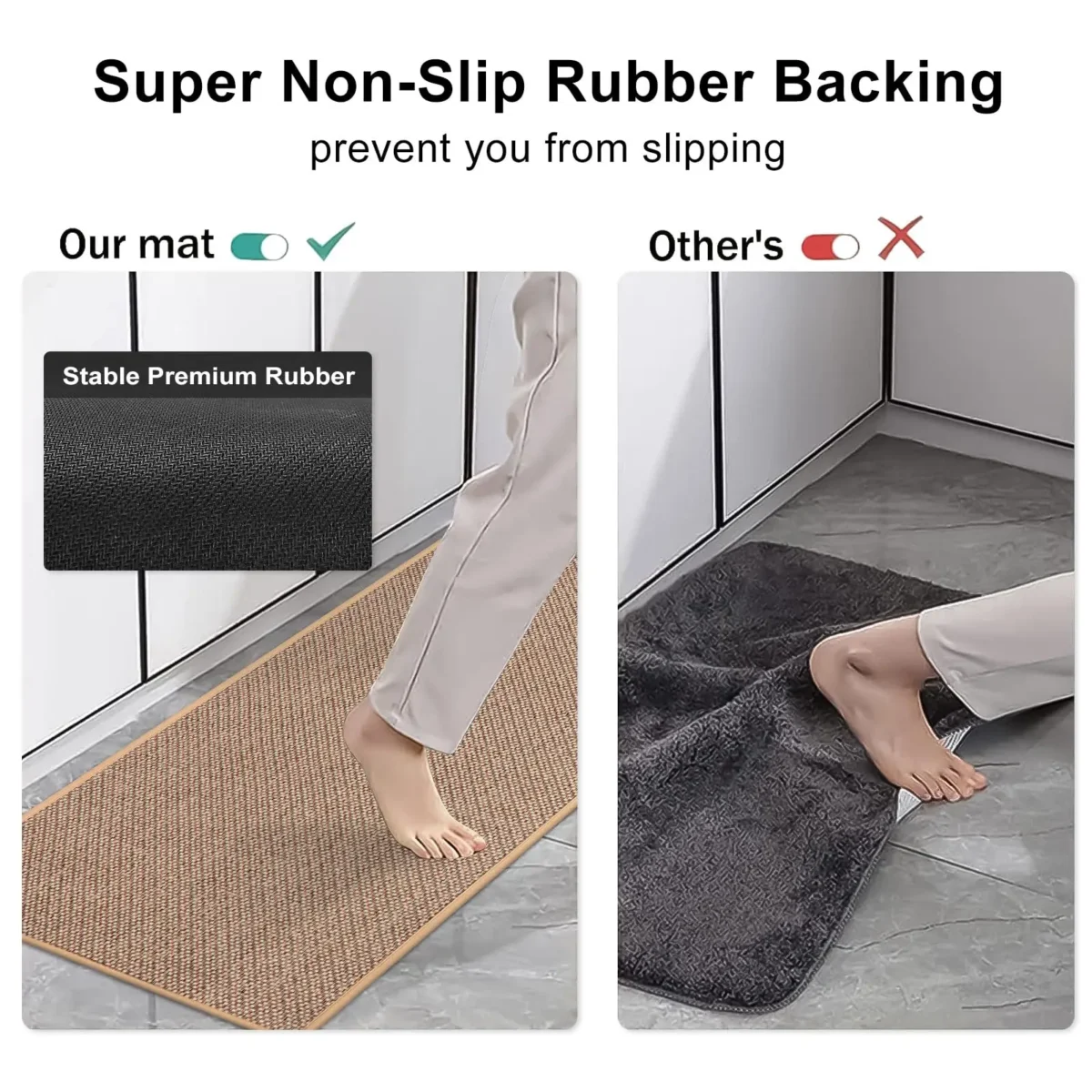 Linen Weave Kitchen Floor Mat Anti-slip Washed Rug Rubber Bottom Natural Twill Flax Entry Door Long Carpet Oil-resistant Durable - Image 3