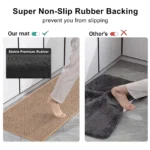 Linen Weave Kitchen Floor Mat Anti-slip Washed Rug Rubber Bottom Natural Twill Flax Entry Door Long Carpet Oil-resistant Durable - Image 3