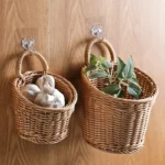 Hanging Portable Wall Hanging Basket Woven Storage Basket Portable Flower Plant Pot Desktop Kitchen Vegetables Storage - Image 2