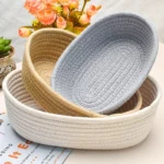 Nordic Woven Cotton Rope Storage Baskets Organize Boxs Sundries Key Cosmetics Storage Baskets Desktop Sundries Organize Basket - Image 3