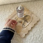 Natural Marble Travertine Tray Square Scalloped Edge Natural Stone Jewelry Organizer Home Decor Storage for Key Rings Essentials - Image 5